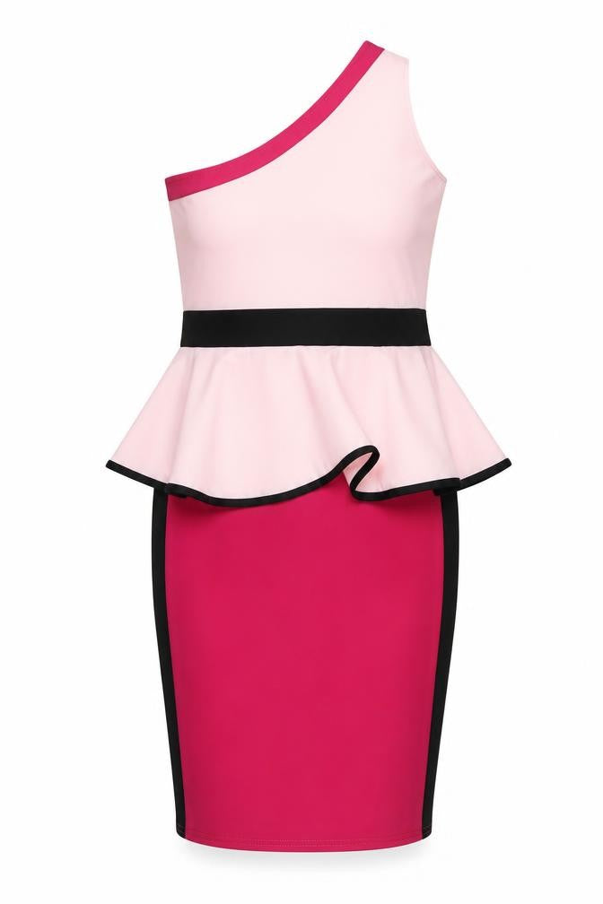 Want That Trend Womens Pink Polyester Bodycon Size 12 One Shoulder Pullover