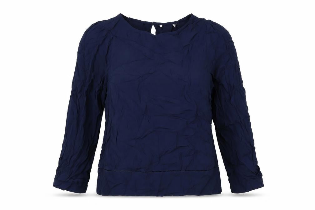 Marks & Spencer Womens Blue Viscose Basic Blouse Size 8 Round Neck
