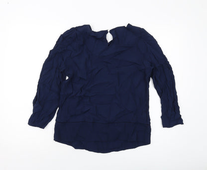 Marks & Spencer Womens Blue Viscose Basic Blouse Size 8 Round Neck
