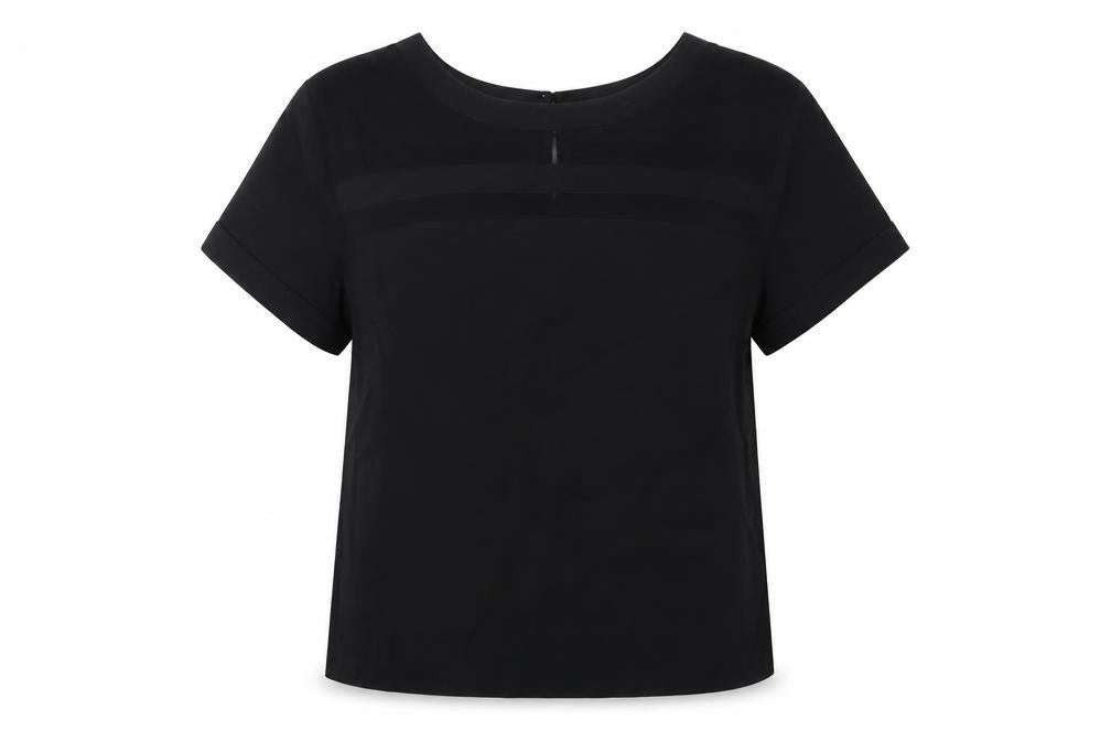 Daniel Hetcher Womens Black Polyester Basic Blouse Size 8 Round Neck