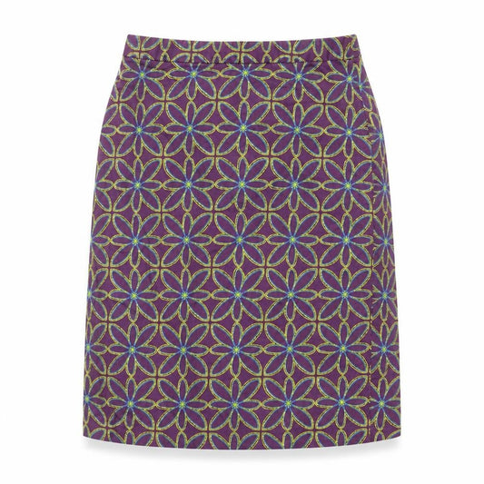 La Redoute Womens Purple Geometric Cotton A-Line Skirt Size 8 Zip