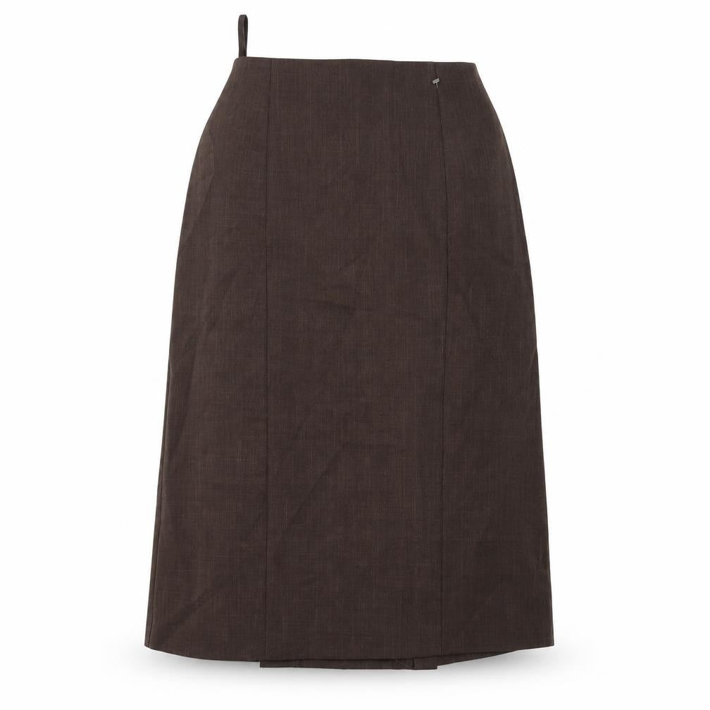 Essential Womens Brown Polyester A-Line Skirt Size 24 in Zip