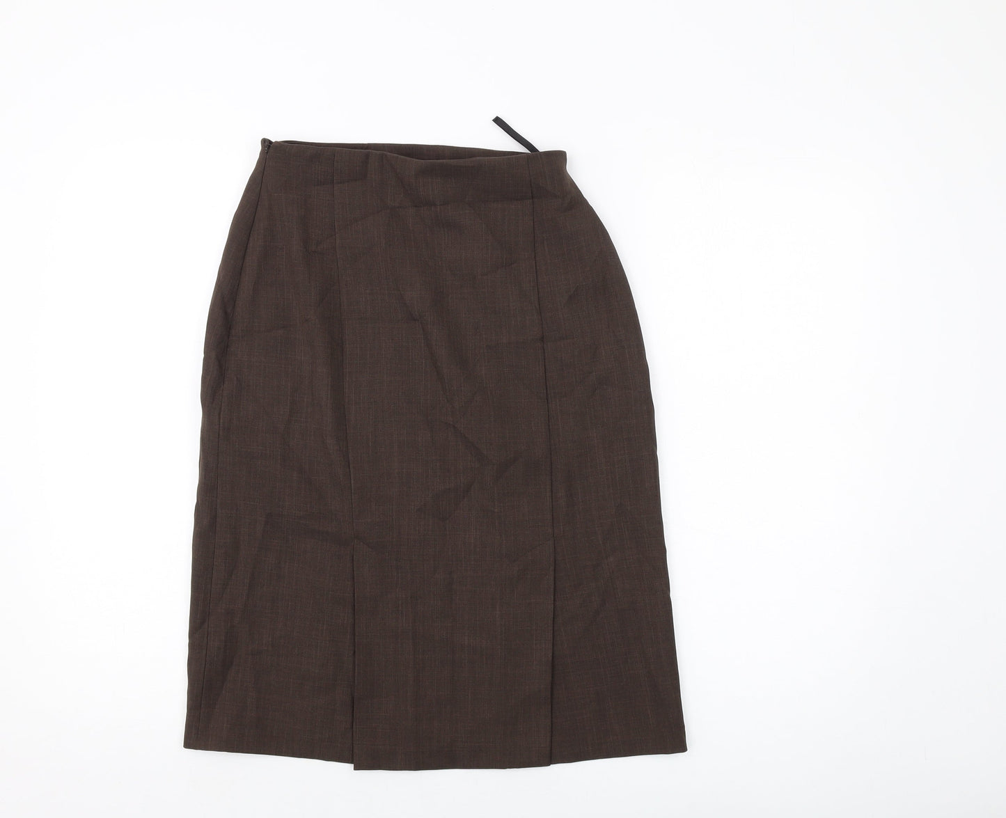 Essential Womens Brown Polyester A-Line Skirt Size 24 in Zip