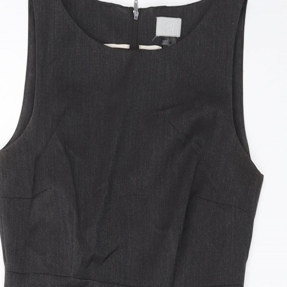 H&M Womens Grey Polyester Mini Size 6 Round Neck Zip