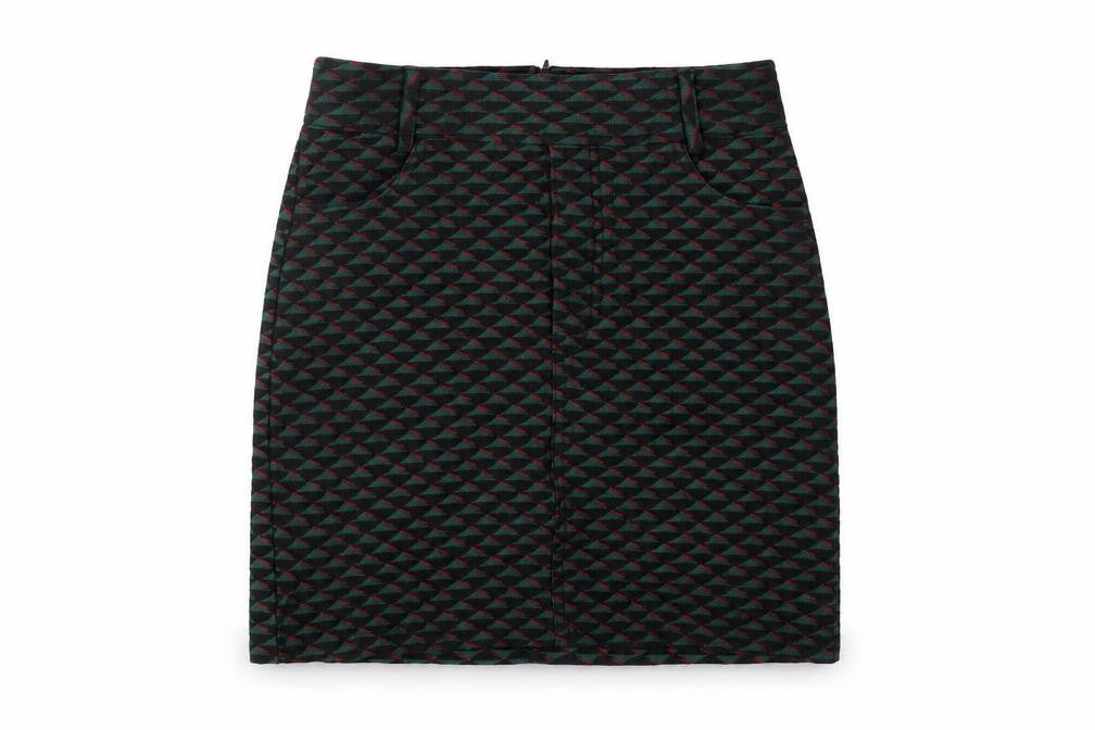 Bershka Womens Green Geometric Polyester Mini Skirt Size M Zip