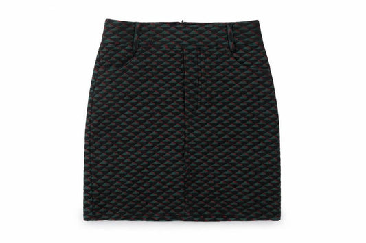 Bershka Womens Green Geometric Polyester Mini Skirt Size M Zip