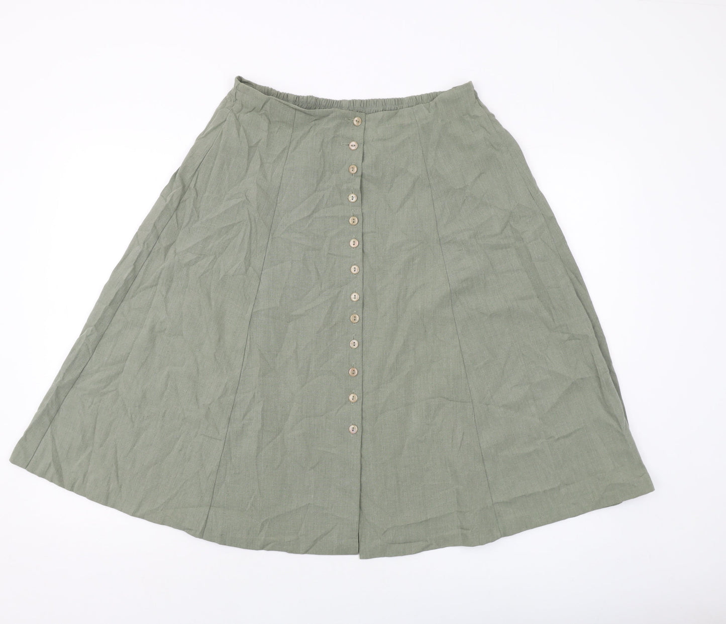 Mackays Womens Green Polyester A-Line Skirt Size 16 Button