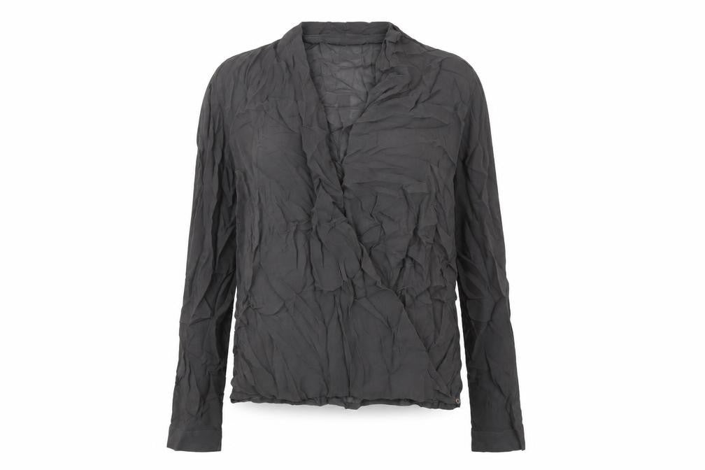 Net Womens Grey Viscose Basic Blouse Size 10 V-Neck