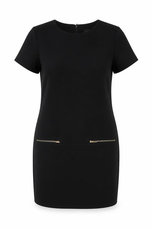 New Look Womens Black Polyester Tank Dress Size 12 Round Neck Zip