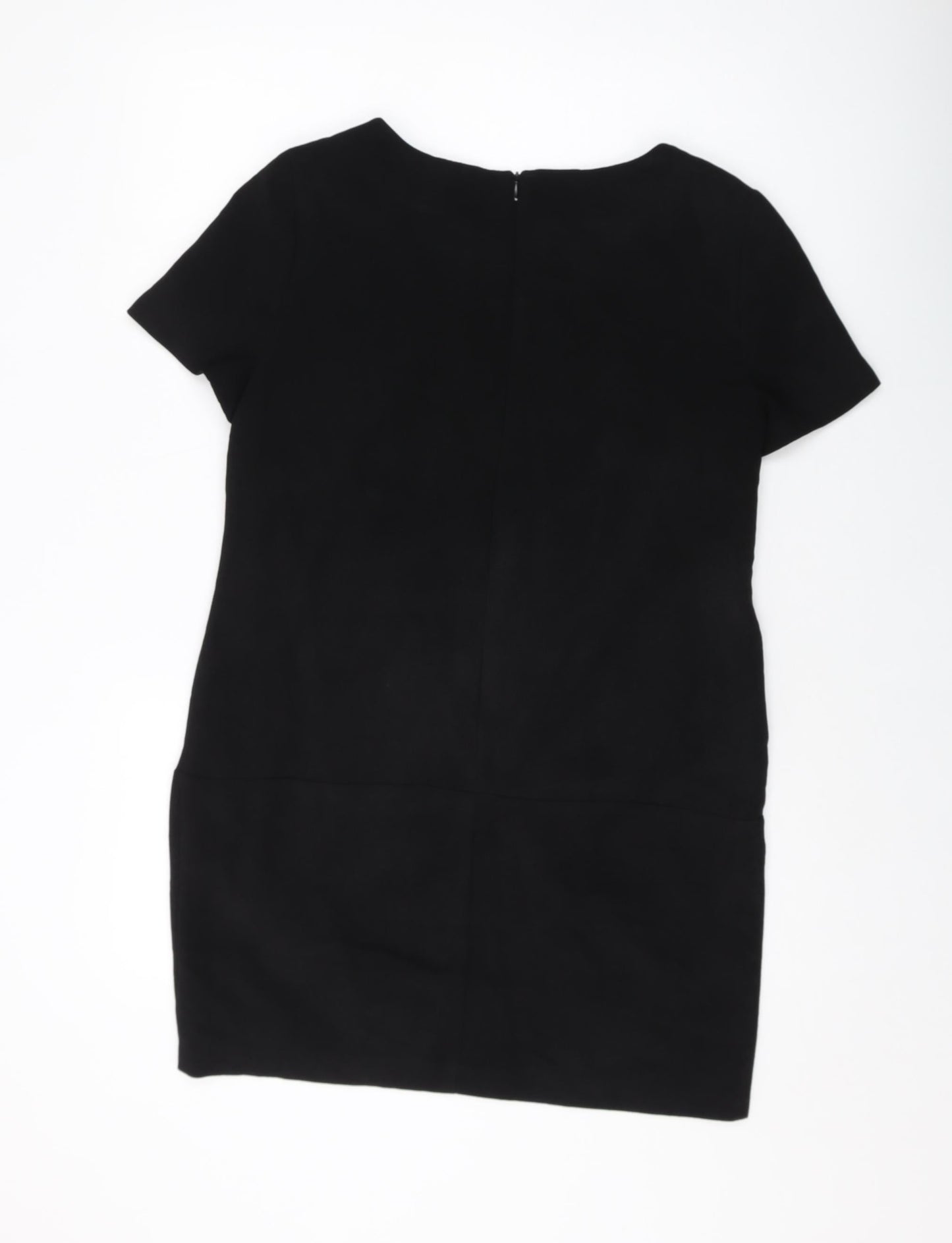 New Look Womens Black Polyester Tank Dress Size 12 Round Neck Zip