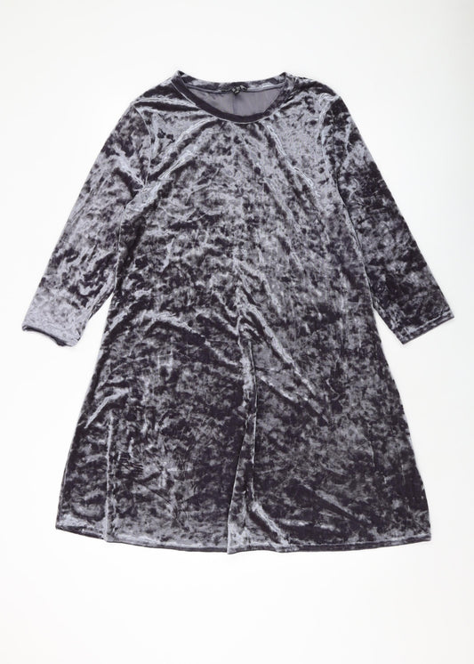 New Look Womens Grey Polyester A-Line Size 16 Round Neck Pullover