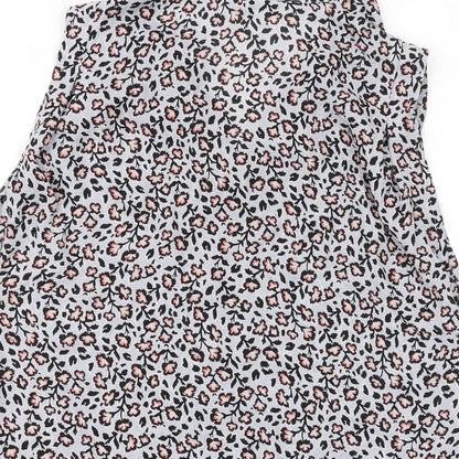 Warehouse Womens Grey Geometric Polyester Basic Tank Size 8 V-Neck
