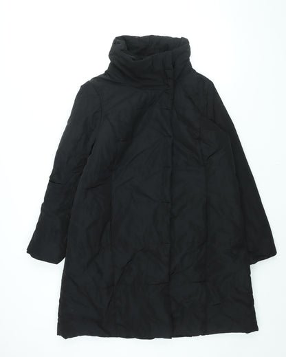 M&Co Womens Black Overcoat Coat Size 14 Zip
