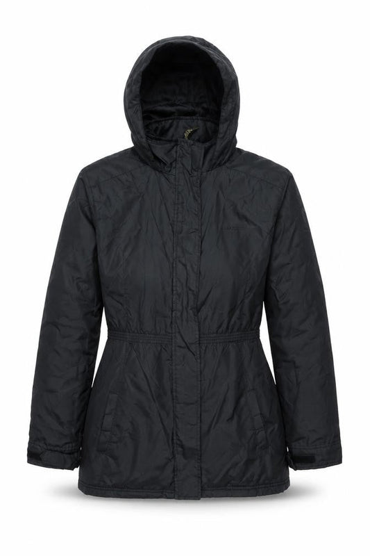 LA Gear Womens Black Parka Coat Size 12 Zip - Embroidered Logo