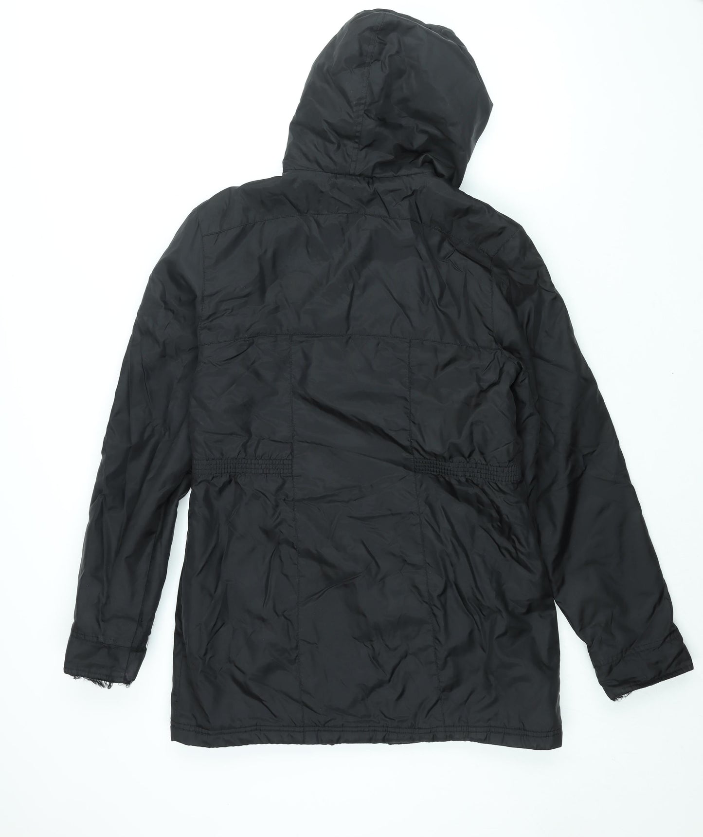 LA Gear Womens Black Parka Coat Size 12 Zip - Embroidered Logo
