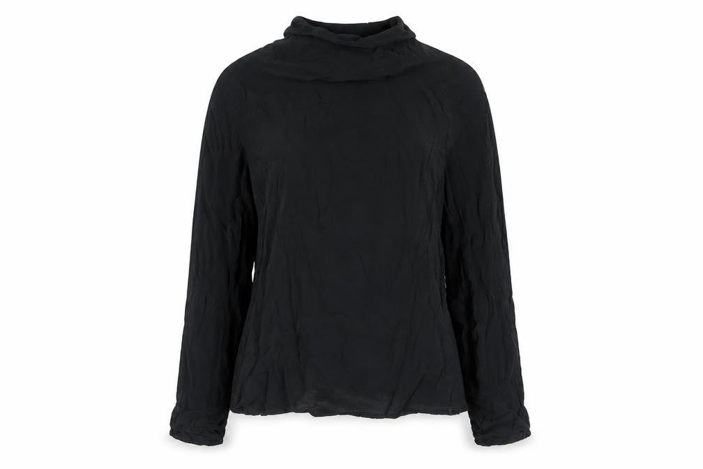 Weekday Womens Black Cupro Basic Blouse Size S Mock Neck
