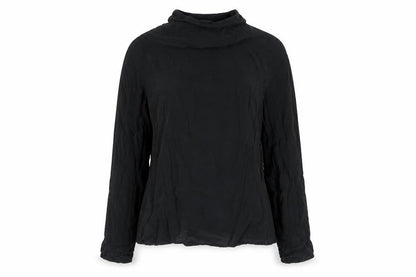 Weekday Womens Black Cupro Basic Blouse Size S Mock Neck