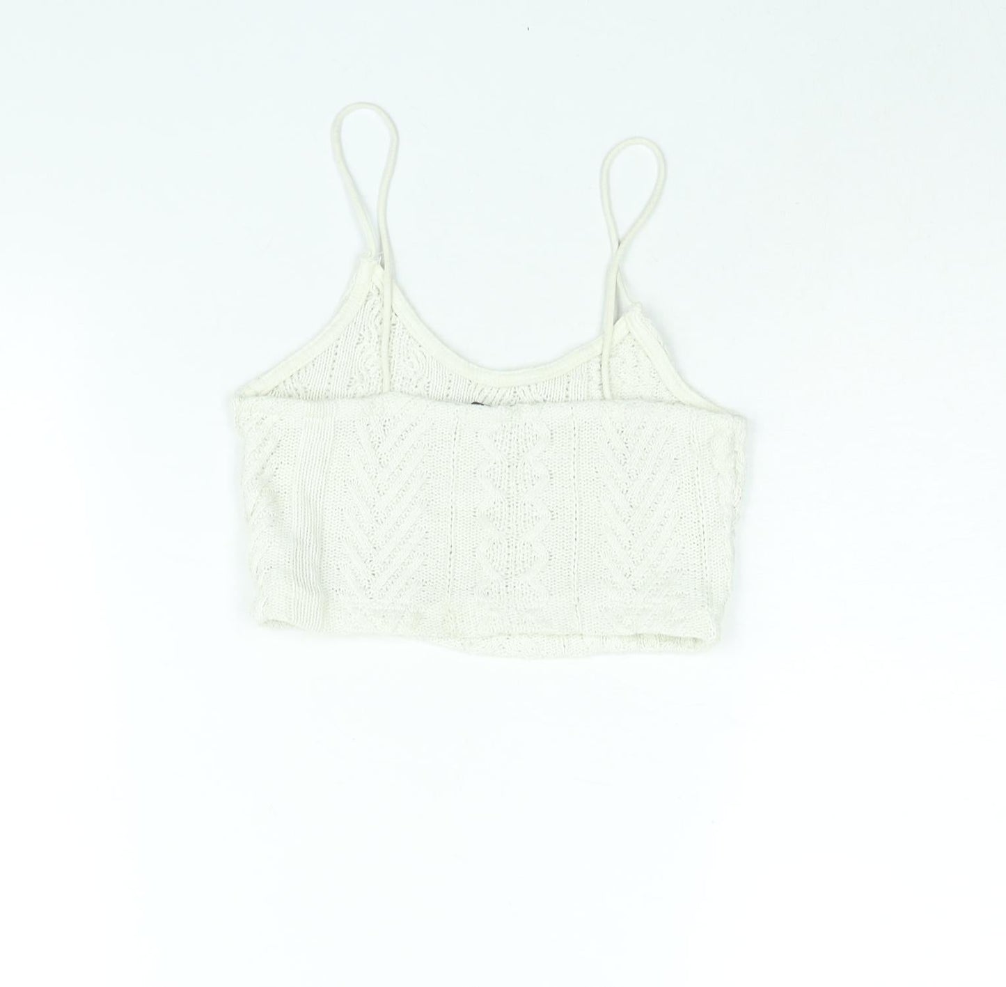 Stradivarius Womens Ivory Scoop Neck Viscose Vest Jumper Size S - Cropped