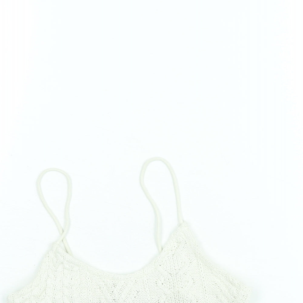 Stradivarius Womens Ivory Scoop Neck Viscose Vest Jumper Size S - Cropped