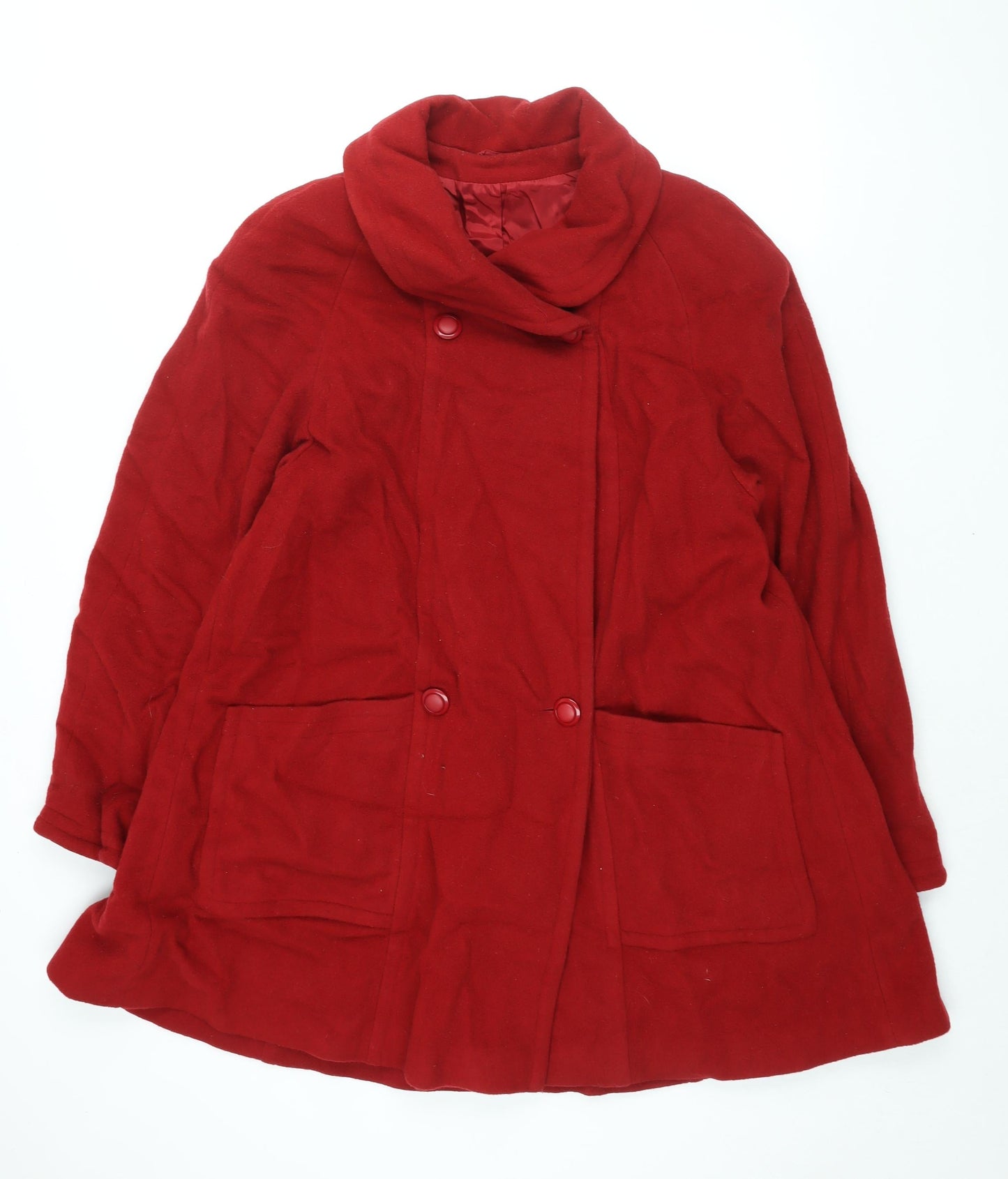 Richards Womens Red Overcoat Coat Size 12 Button - Vintage