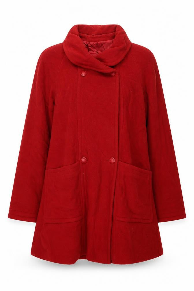 Richards Womens Red Overcoat Coat Size 12 Button - Vintage