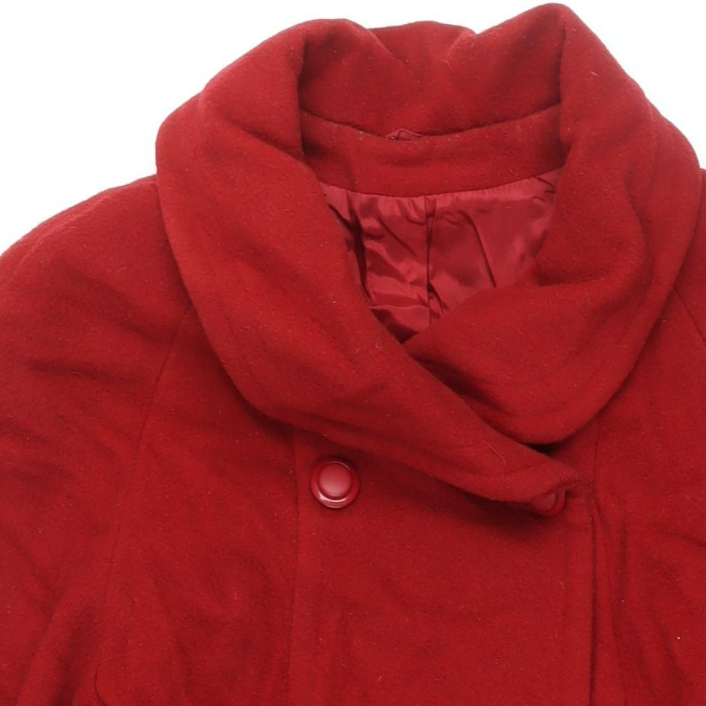 Richards Womens Red Overcoat Coat Size 12 Button - Vintage