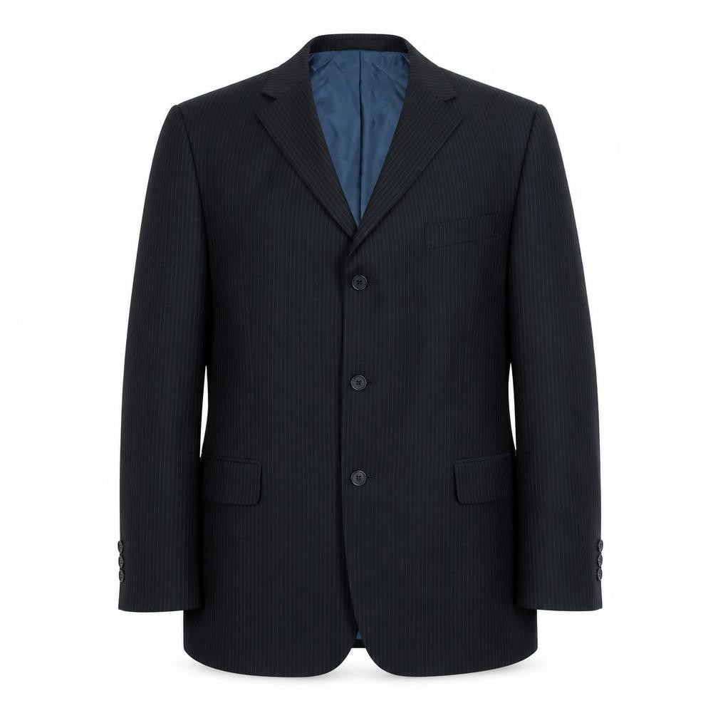 Marks & Spencer Mens Black Striped Polyester Jacket Suit Jacket Size 44 Regular