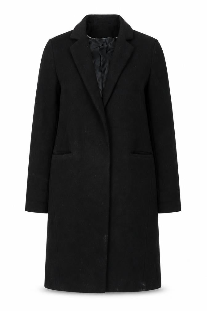 Marks & Spencer Womens Black Overcoat Coat Size 8 Snap