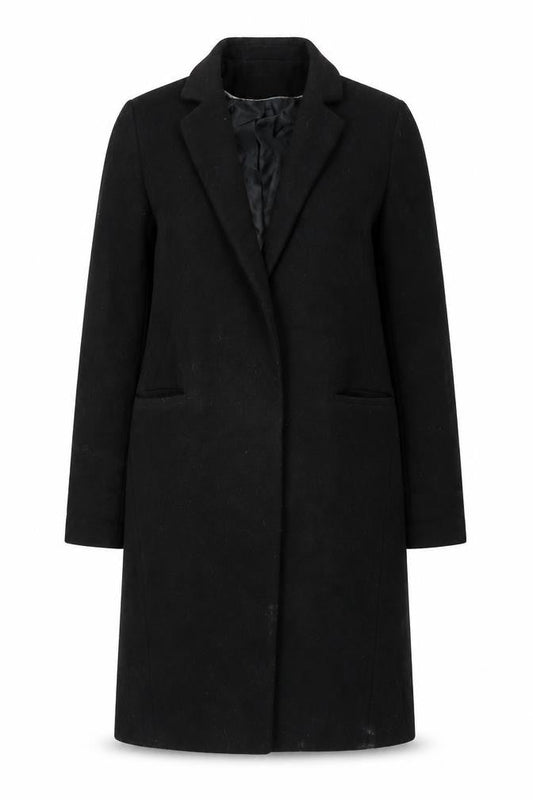 Marks & Spencer Womens Black Overcoat Coat Size 8 Snap