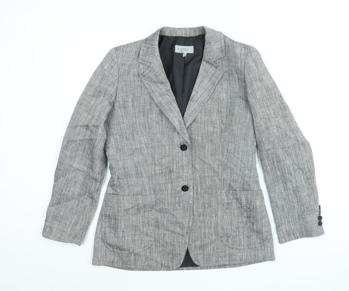 Marks and Spencer Womens Grey Jacket Blazer Size 14 Button