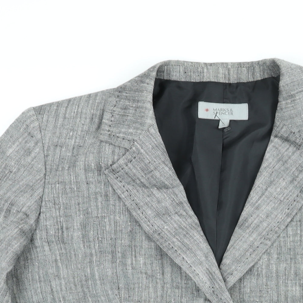 Marks and Spencer Womens Grey Jacket Blazer Size 14 Button