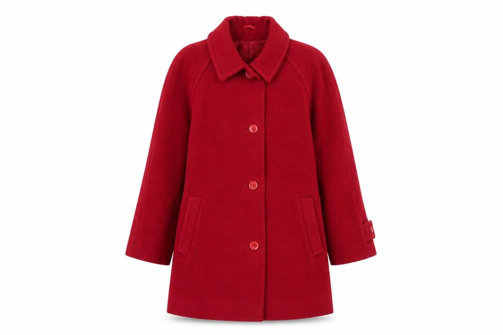 Lampert Womens Red Overcoat Coat Size 14 Button - Vintage