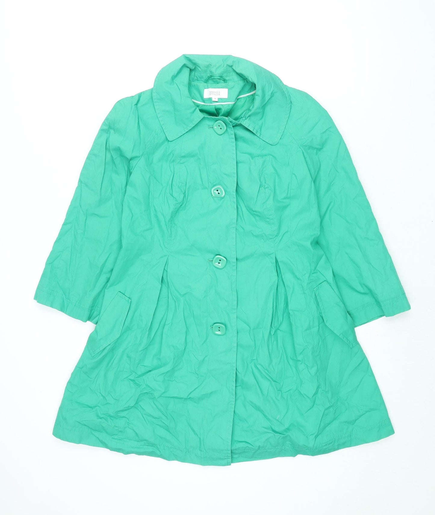 Marks and Spencer Womens Green Pea Coat Coat Size 10 Button