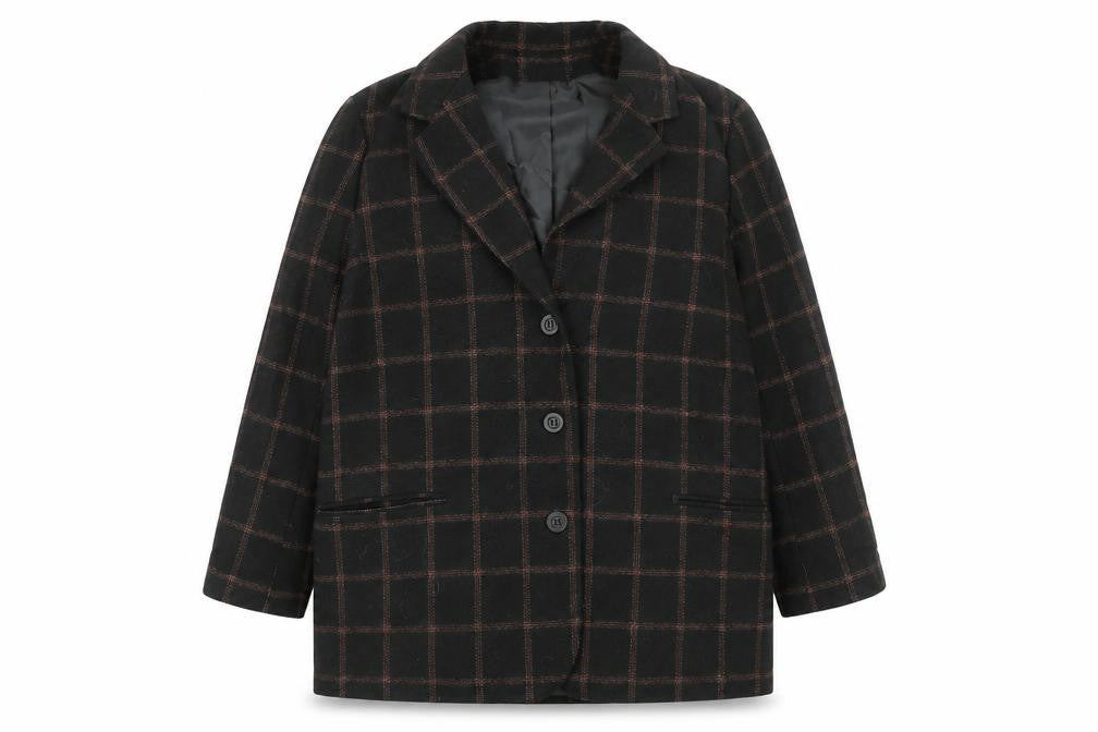 Nightingales Womens Black Check Jacket Blazer Size 16 Button