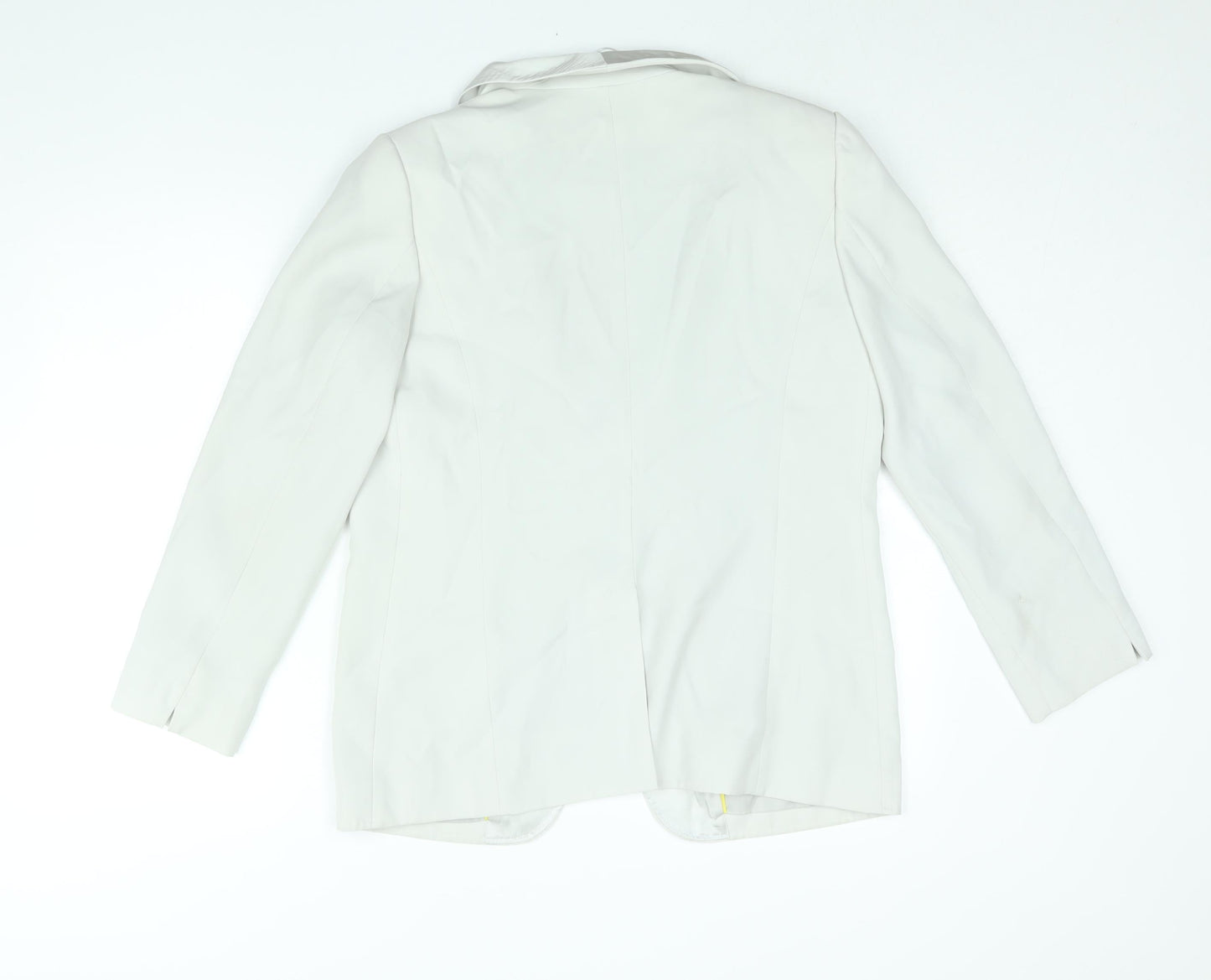 United Colors of Benetton Womens Grey Jacket Blazer Size 14 Button - Satin Lapel