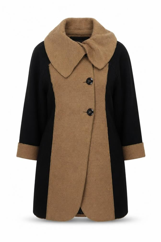 Per Una Womens Black Overcoat Coat Size 14 Button