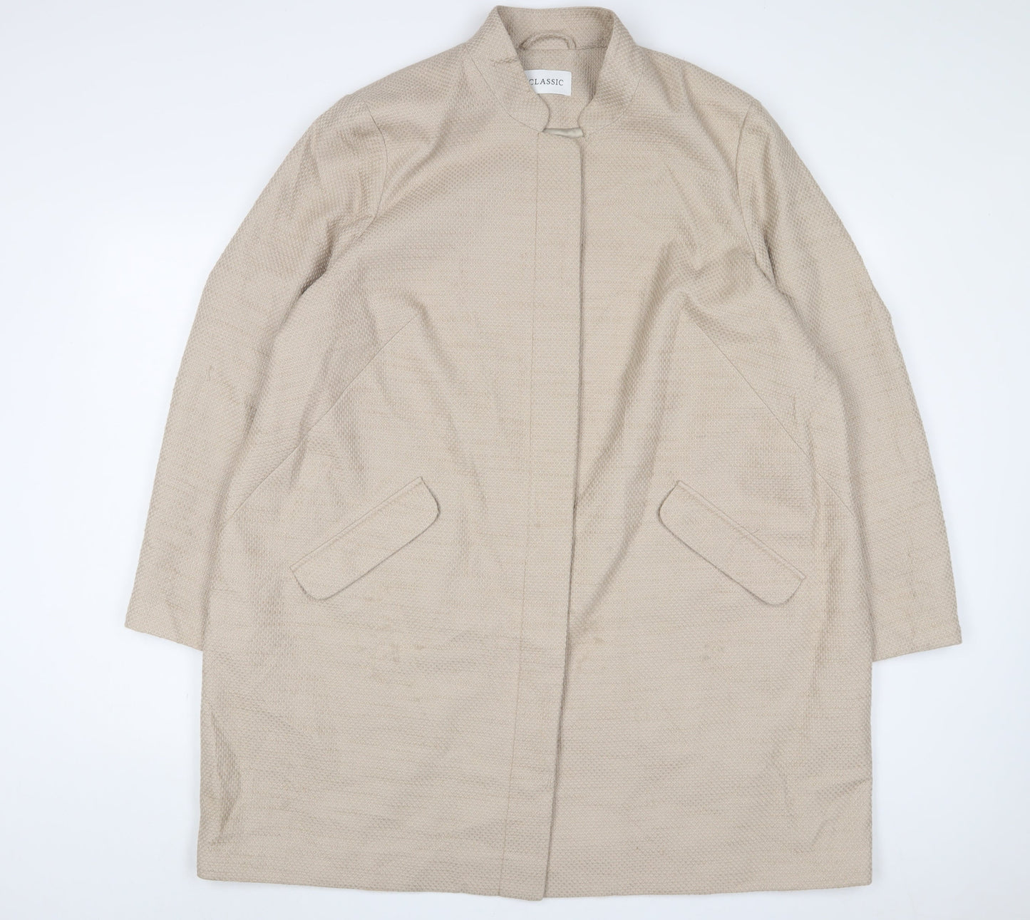 Classic Womens Beige Overcoat Coat Size 22 Button