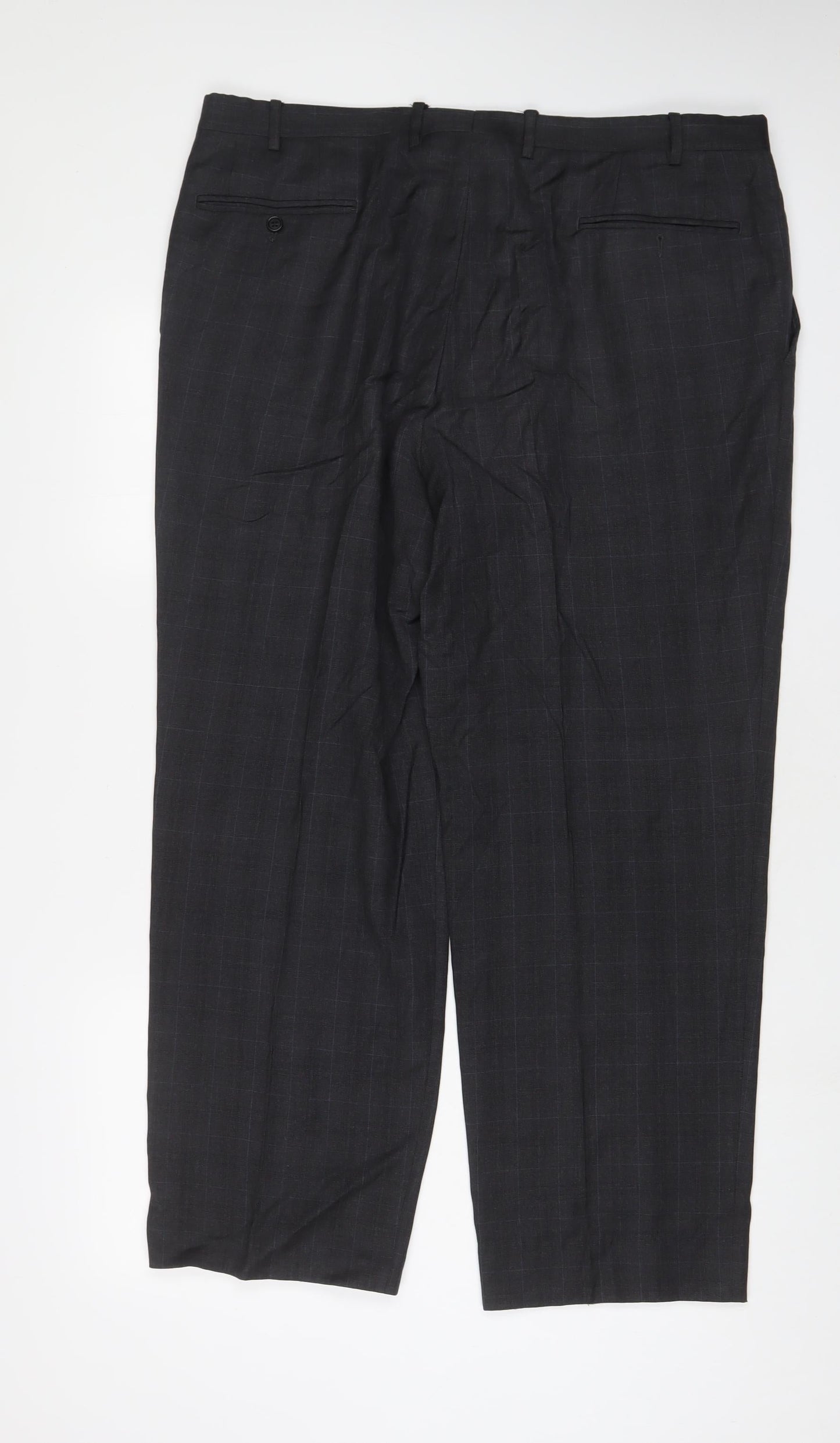 Canali Mens Grey Plaid Wool Trousers Size 40 in L28 in Regular Button - Short Leg