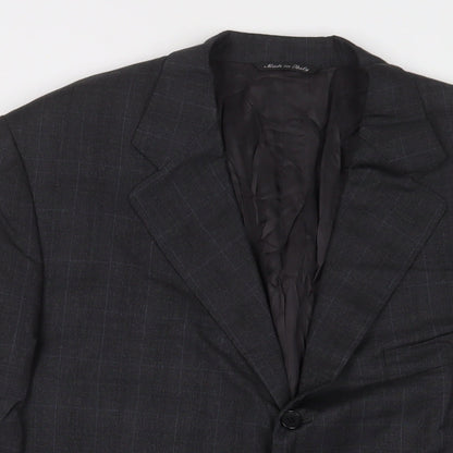 Close-up detail of Canali men’s grey wool jacket suit jacket, size 44, regular