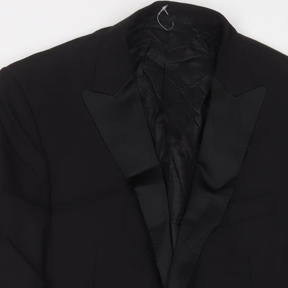 Close-up detail of Autograph men’s black wool jacket suit jacket, size 40, regular