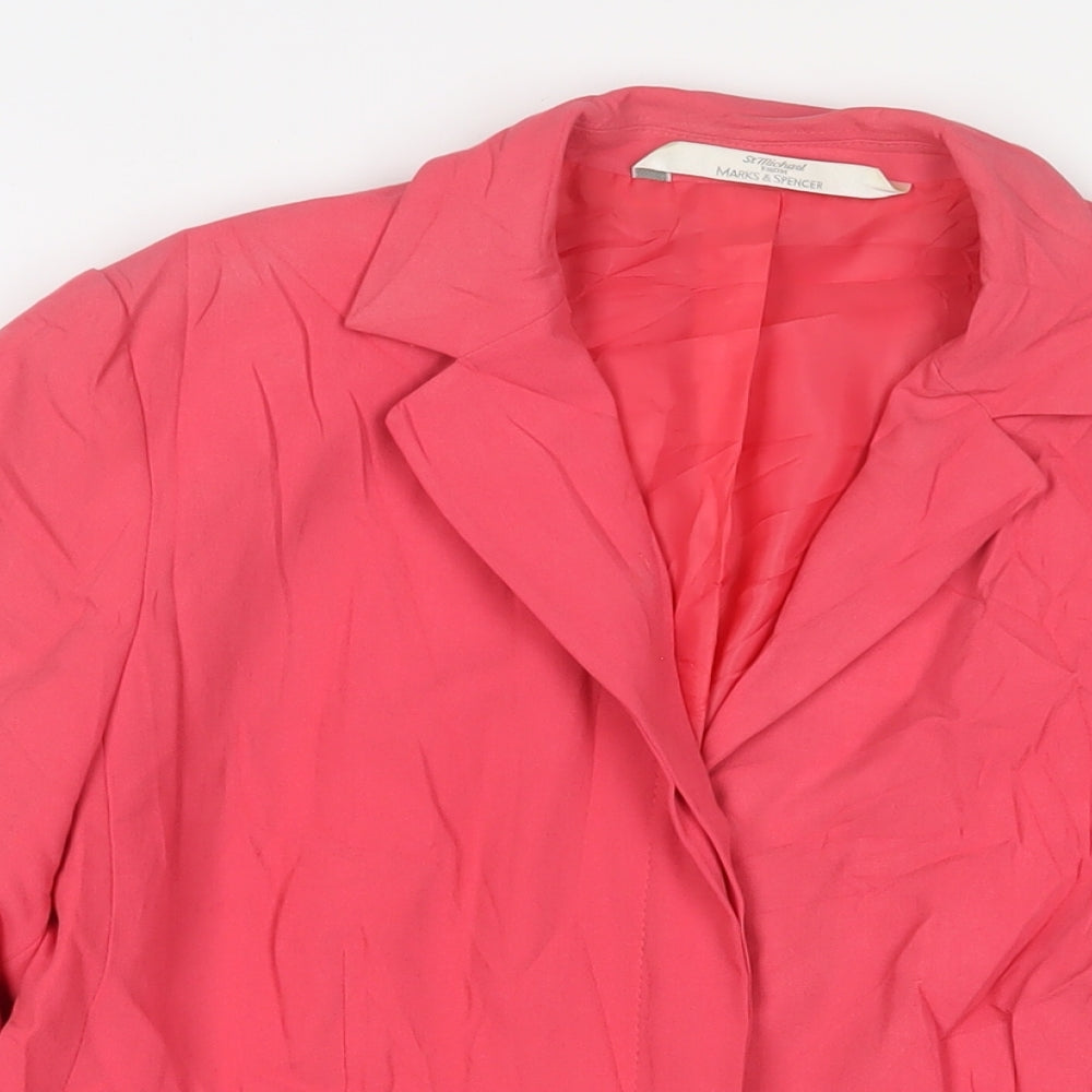 Marks and Spencer Womens Pink Jacket Blazer Size 14 Button