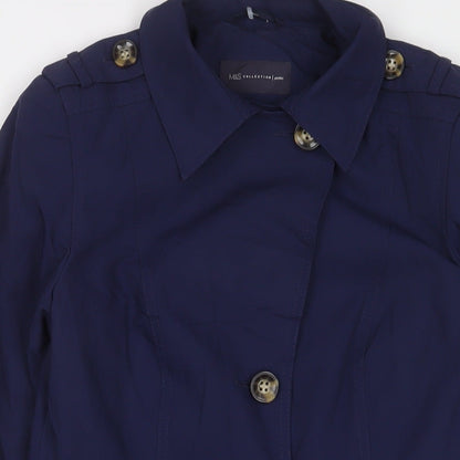Marks & Spencer Womens Blue Overcoat Coat Size 8 Button