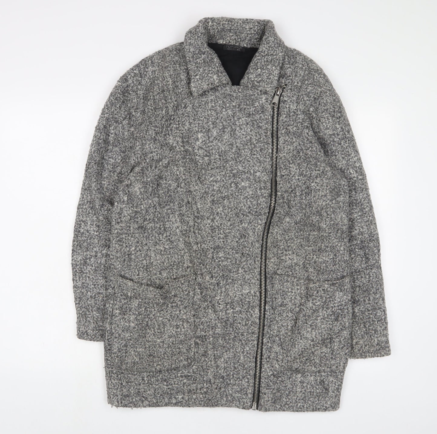 Topshop Womens Grey Jacket Coat Size 8 Zip