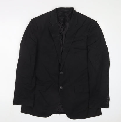 Additional front view of French Connection men’s black polyester jacket suit jacket, size 40, regular
