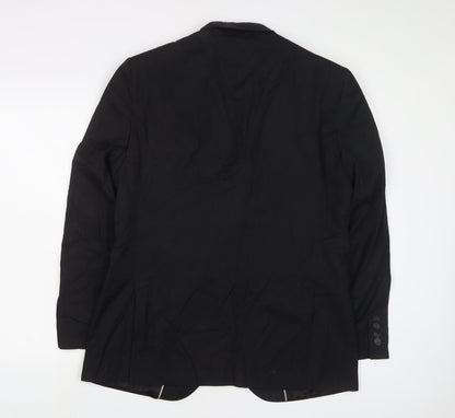 Back view of French Connection men’s black polyester jacket suit jacket, size 40, regular