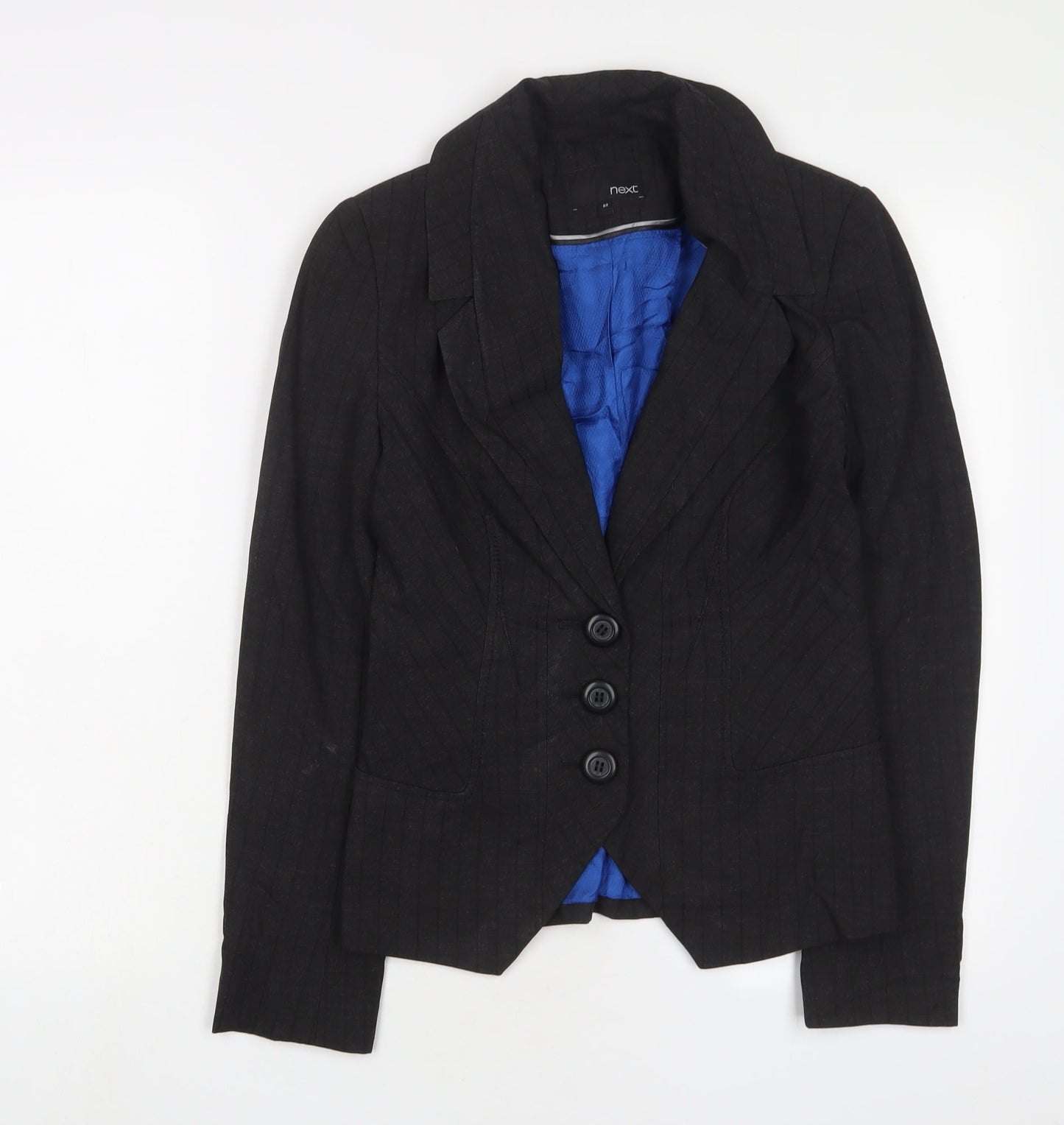 NEXT Womens Grey Striped Jacket Blazer Size 8 Button