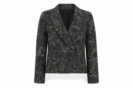 H&M Womens Grey Floral Jacket Blazer Size 6 Snap