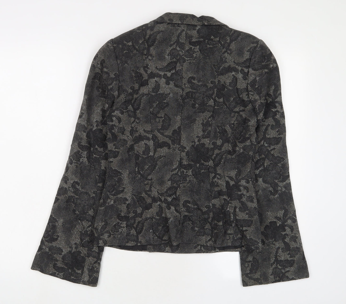 H&M Womens Grey Floral Jacket Blazer Size 6 Snap