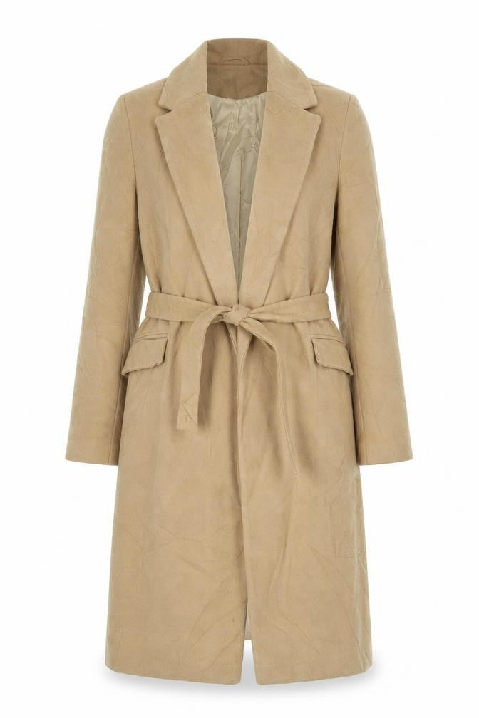 Topshop Womens Brown Overcoat Coat Size 8 Button - Belted