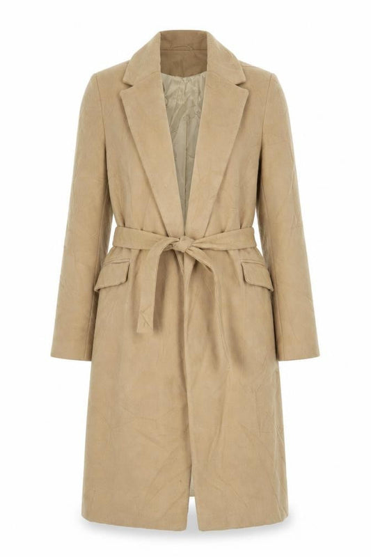 Topshop Womens Brown Overcoat Coat Size 8 Button - Belted